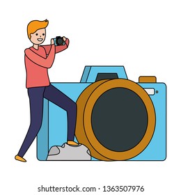 man taking photo with camera
