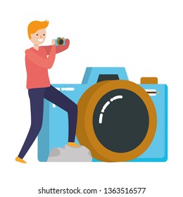 man taking photo with camera