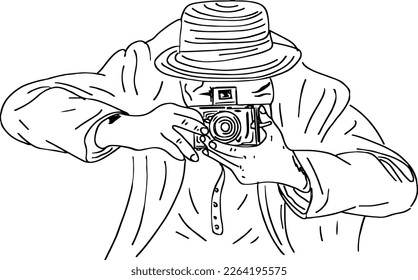 man taking photograph and