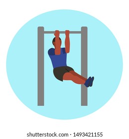 Man taking physical activity in outdoor park. Training, street workout, exercises. Active sports in a city park on the playground. Flat style vector illustration.