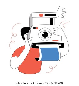 Man taking picture, flat character illustration 