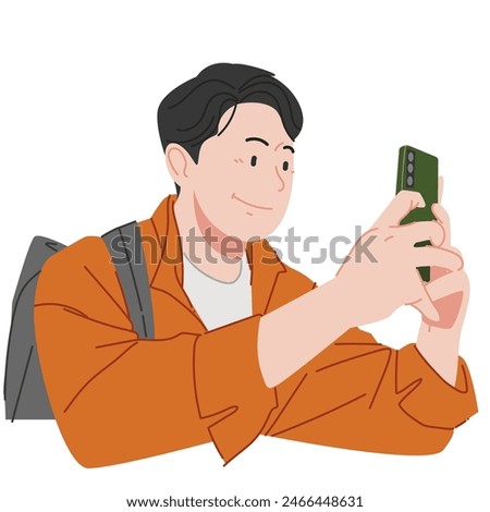 a man is taking pictures