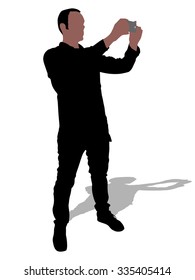 Man taking pictures with his smartphone, vector 