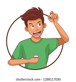 man taking a pill
