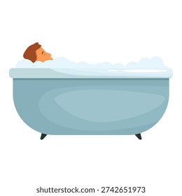 Man taking a relaxing bath with foam, enjoying a home spa treatment