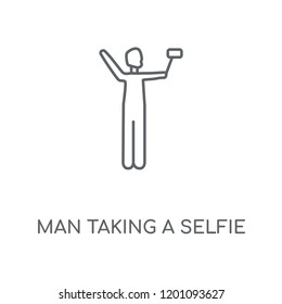 Man Taking a Selfie linear icon. Man Taking a Selfie concept stroke symbol design. Thin graphic elements vector illustration, outline pattern on a white background, eps 10.