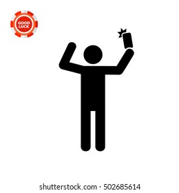 Man Taking Selfie Photo on Smartphone Icon