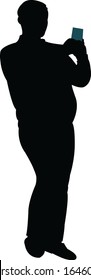 a man taking selfie, silhouette vector