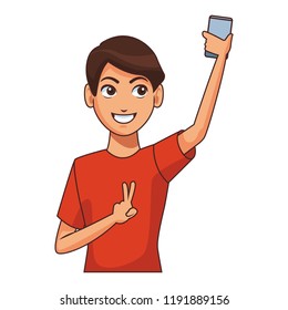 Man taking a selfie with smartphone