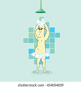 A man taking a shower.