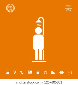 Man taking a shower. Graphic elements for your design