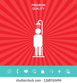 Man taking a shower. Graphic elements for your design