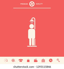 Man taking a shower. Graphic elements for your design