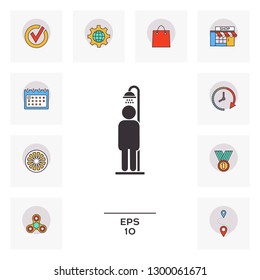 Man taking a shower. Graphic elements for your design