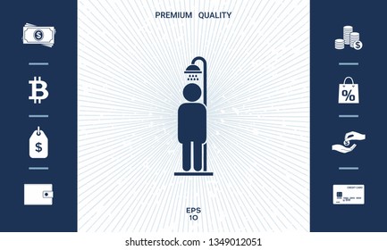 Man taking a shower. Graphic elements for your design
