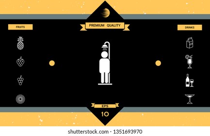 Man taking a shower. Graphic elements for your design