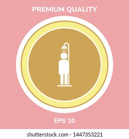 Man taking a shower. Graphic elements for your design