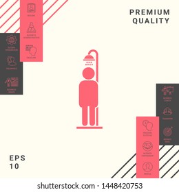 Man taking a shower. Graphic elements for your design