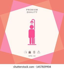 Man taking a shower. Graphic elements for your design