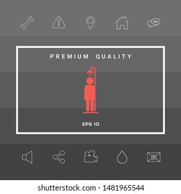 Man taking a shower. Graphic elements for your design