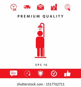 Man taking a shower. Graphic elements for your design
