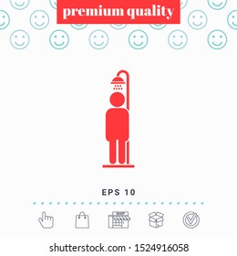 Man taking a shower. Graphic elements for your design