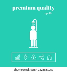 Man taking a shower. Graphic elements for your design