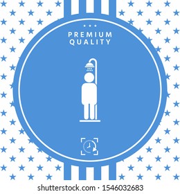 Man taking a shower. Graphic elements for your design