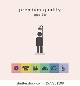 Man taking a shower. Graphic elements for your design