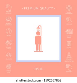 Man taking a shower. Graphic elements for your design