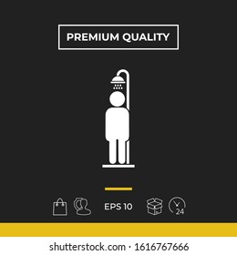 Man taking a shower. Graphic elements for your design
