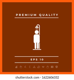 Man taking a shower. Graphic elements for your design