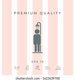 Man taking a shower. Graphic elements for your design