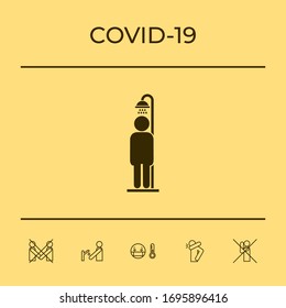 Hombre dándose una ducha. Elementos gráficos para el diseño