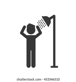 man taking shower hygiene silhouette vector illustrator