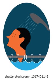 A man taking shower vector or color illustration