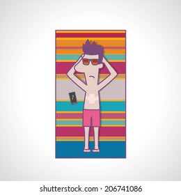 Man taking sun with phone in vector