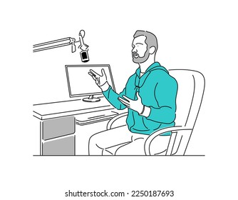 man taking video inside studio