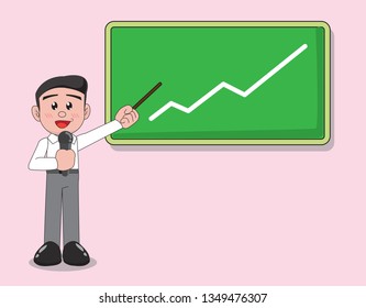 Man talk with microphone with green board