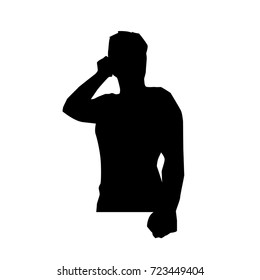 man talk on mobile silhouette, illustration design, isolated on white background.