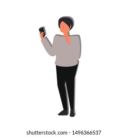 Man talk on the phone concept on white background. Flat vector illustration for website.