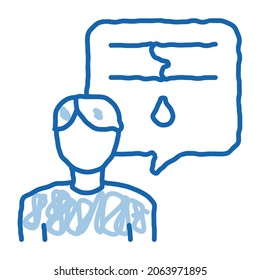 Man Talk Pipe sketch icon vector. Hand drawn blue doodle line art Man Talk Pipe sign. isolated symbol illustration