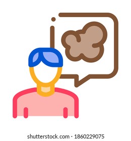 Man spricht Raucher-Symbol Vektor. Outline Man spricht Smoke Sign. Farbisolierte Farbwiedergabe-Symbol-Illustration