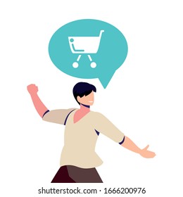 man talking about digital marketing on white background vector illustration design