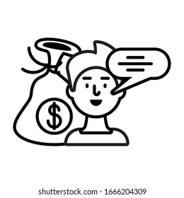 man talking about digital marketing on white background vector illustration design