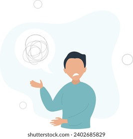 man talking to about his problems, confused thoughts. Mental health concept.flat vector illustration.