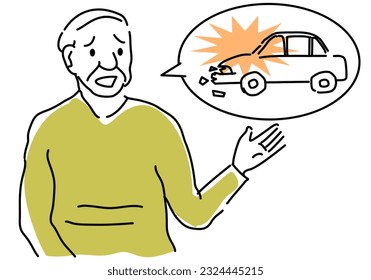 man talking about traffic accident hand drawing illustration, vector