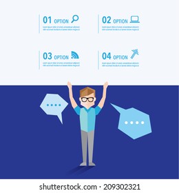 Man talking and advertise using banner vector design