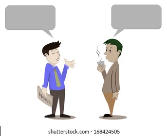 man talking the dairy news on white background