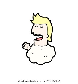 caricatura de hombre hablando con cabeza en nubes